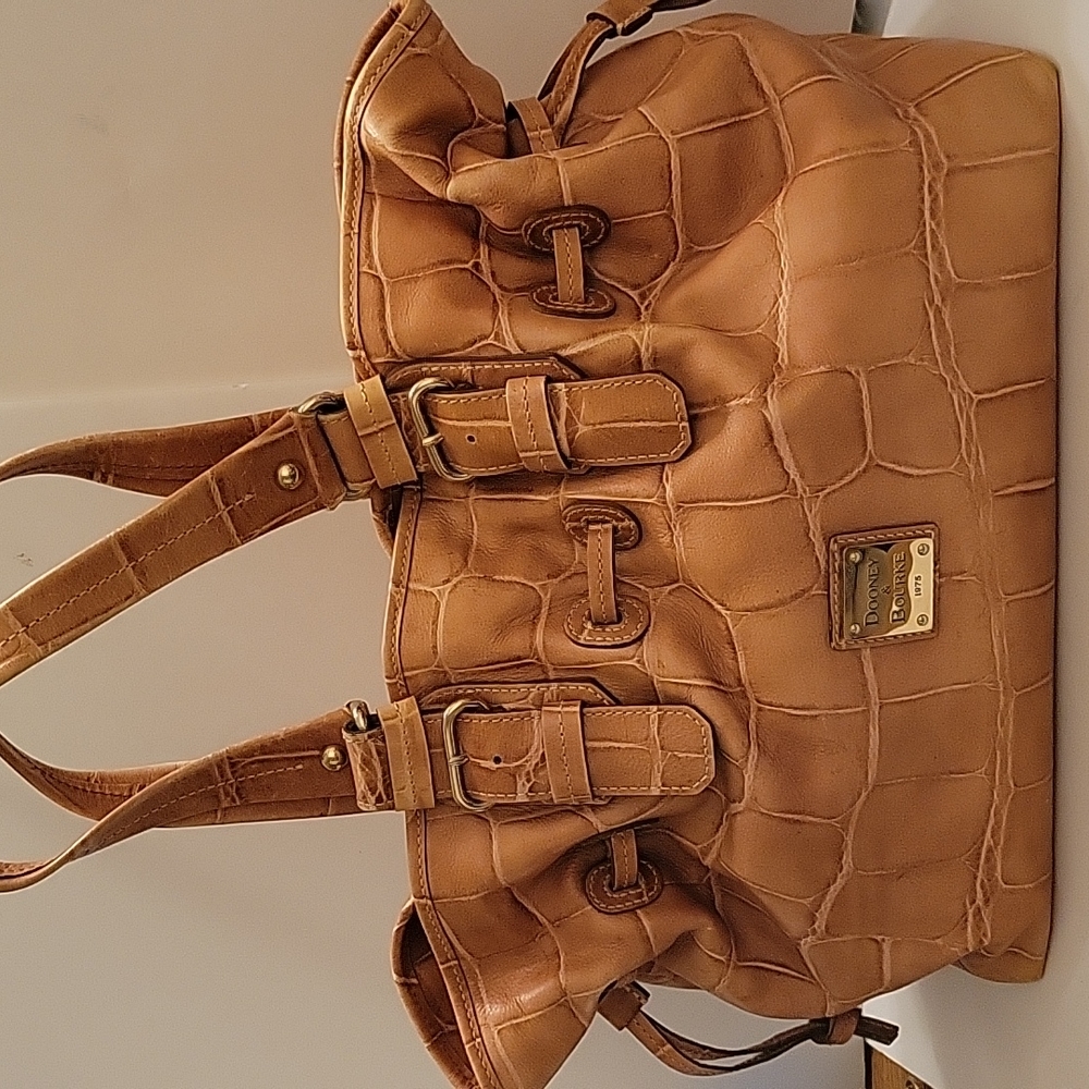 Dooney & Bourke Chiara Leather Croco-Embossed Tan Tote Handbag